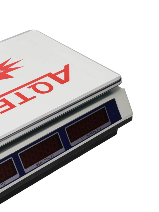 Elektron savdo tarozisi 40 kg — zanglamaydigan po'lat platforma, batareyali
