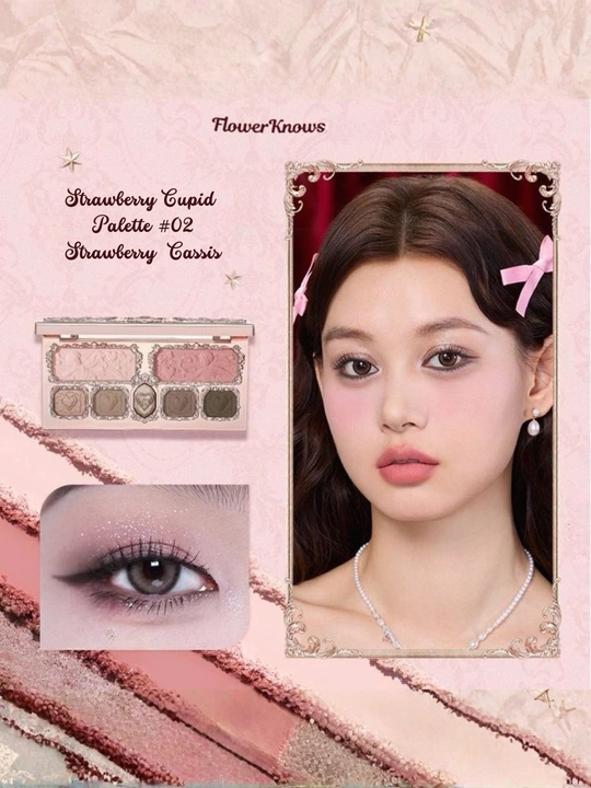 Flower Knows Strawberry Cupid ko'z uchun 7-xil rangli paletkasi - 