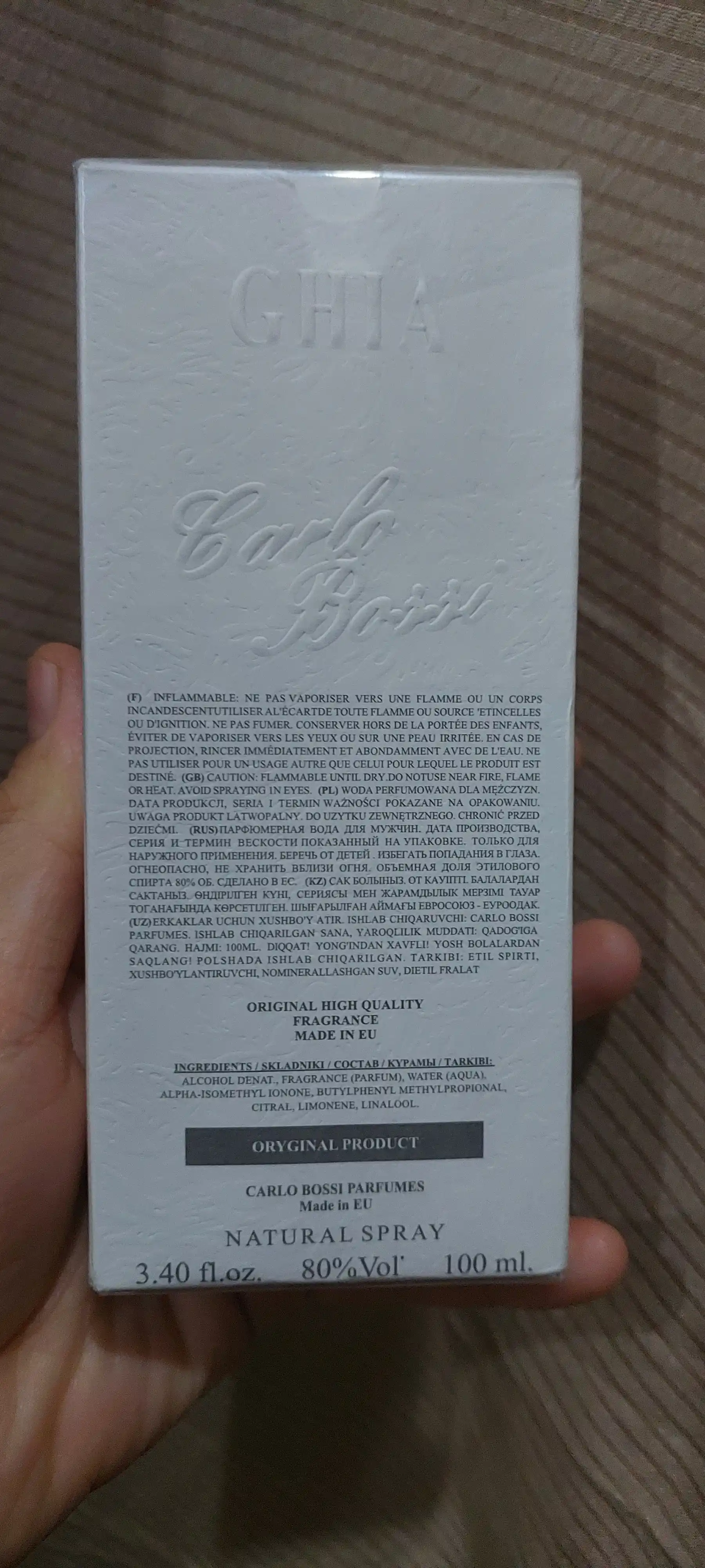 Parfyumlangan suv Ghia Homme, erkaklar uchun, 100 ml