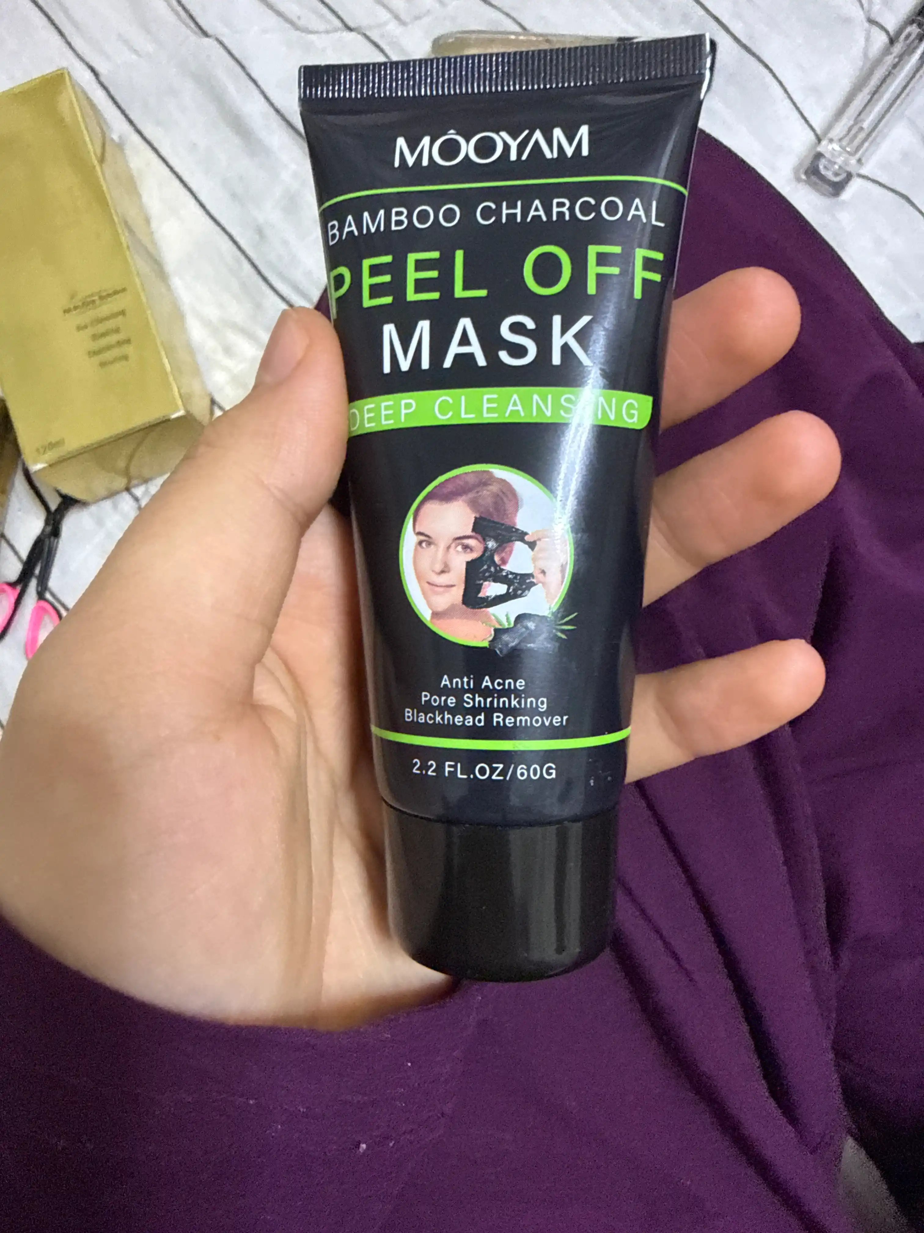 Mask угольная маска для лица против прыщей, черная, отбеливающая, 60 г
