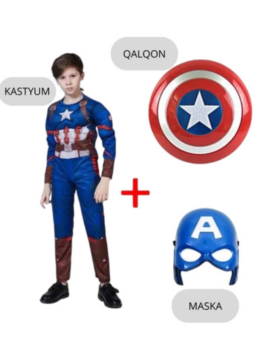 O'g'il bolalar uchun Kapitan Amerika, Betman, Samuray, Politsiya, SpiderMan Kastyumlari