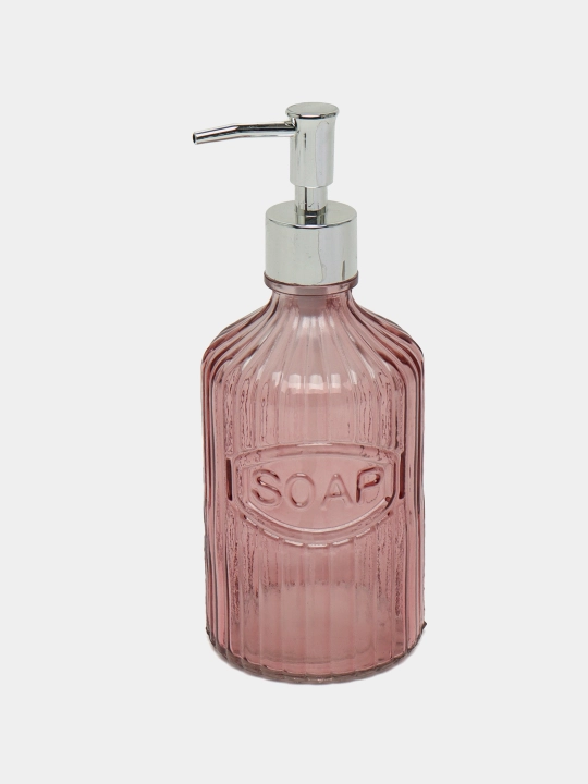 Suyuq sovun uchun shisha dispenser, 450 ml, pudra rangli - 