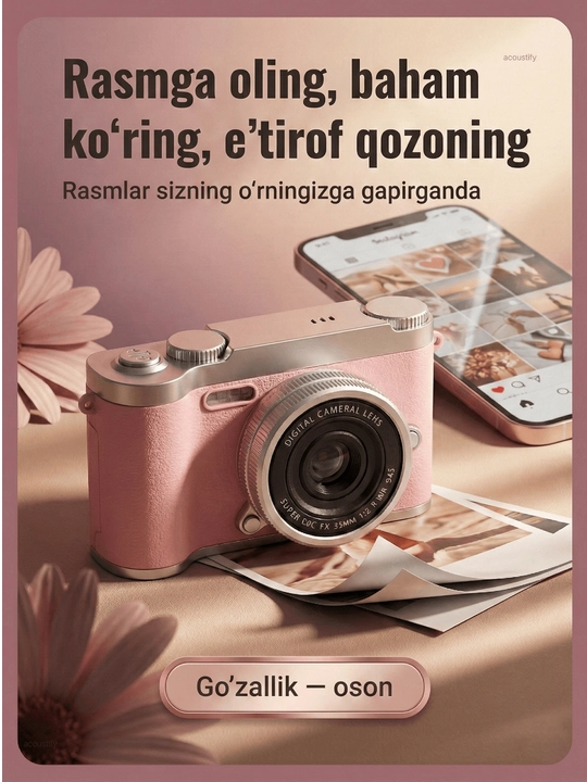Raqamli kamera (fotoparat), foto kamera, retro kamera, 8x zum, va 32 GB karta