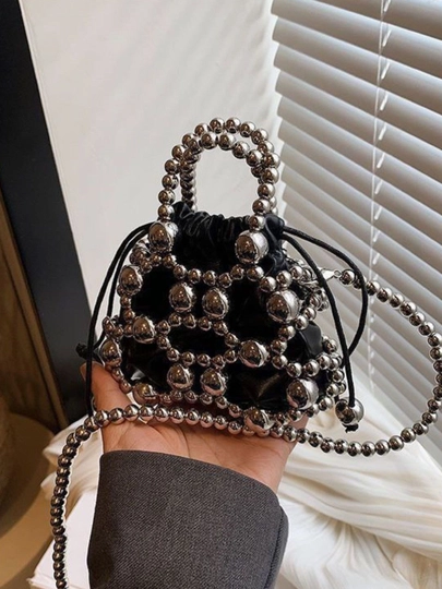 Мини-сумочка, сумка с сумкой, Pinterest, для девочек и в подарок — UNI0777-BAG07-СЕРЕБРН