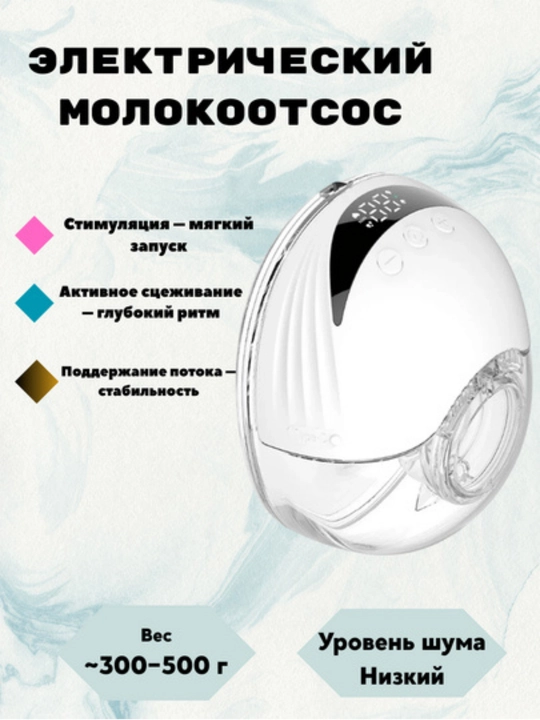 Электрический молокоотсос, трёхфазный, с бутылочкой для кормления - 