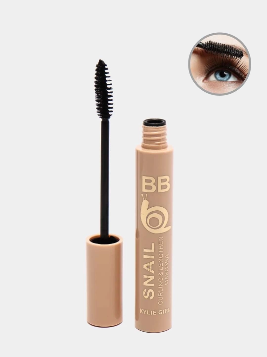 BB Snail Mascara Kylie Girl – Kiprik Uzaytiruvchi va Hajm Beruvchi Tush, Qora, 10 g