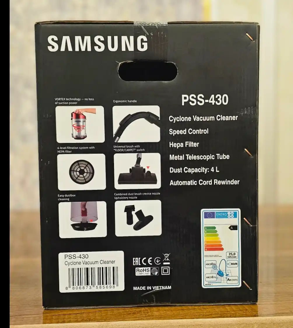 Changyutgich Samsung Vacuum Cleaner PSS-430 quvvatli 4000W hajmi 4 litr, HEPA filtr