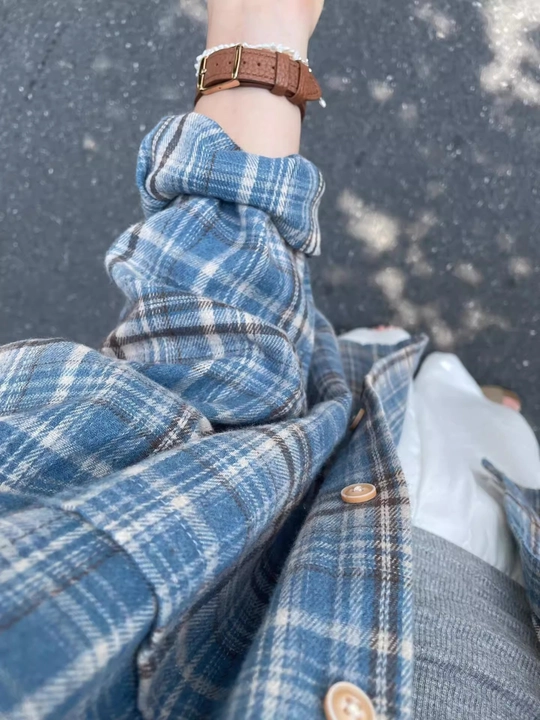 Ayollar uchun katakli kofta-overshirt, bahorgi va kuzgi, qulay casual stil