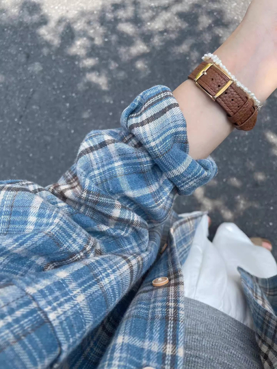 Ayollar uchun katakli kofta-overshirt, bahorgi va kuzgi, qulay casual stil