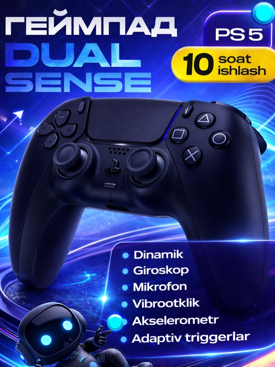 Simsiz o‘yin qurilmasi PS5 DualSense, oq, qora - 