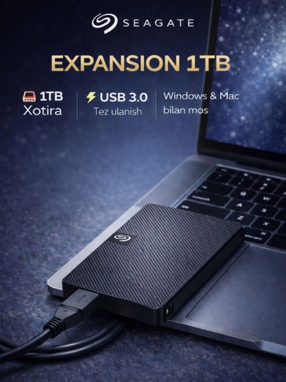 Seagate Expansion tashqi HDD, 320GB/500GB/1TB/2TB/3TB/4TB, USB