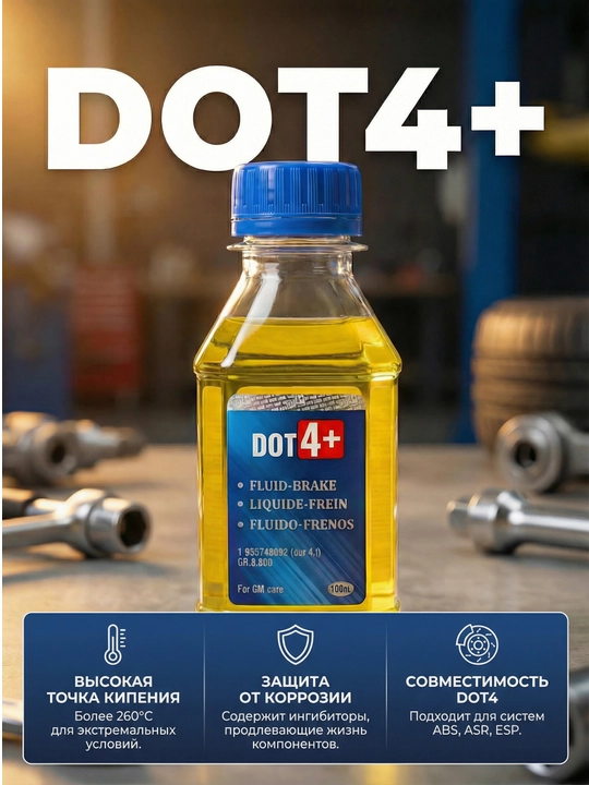 GM, Jetour, Chevrolet, BYD avtomobillari uchun tormoz suyuqligi DOT 4+, 100 ml