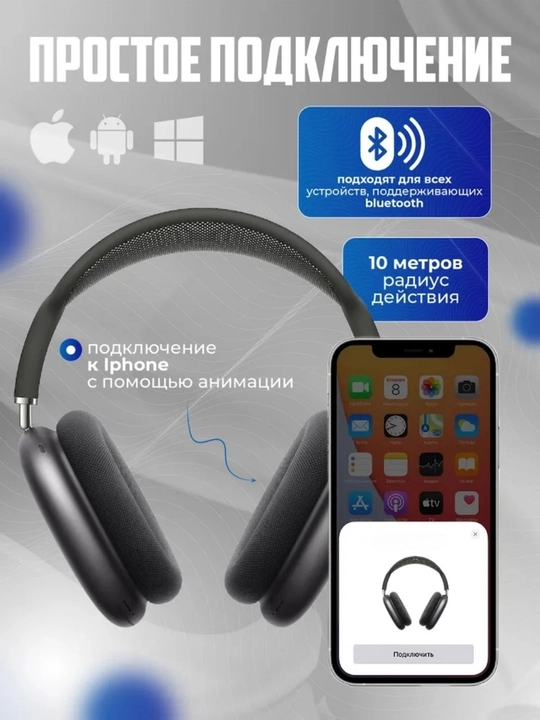 To‘liq o‘lchamli mikrofonli Pods Max, Bluetooth 5.1 va Pods Max simsiz quloqchinlari
