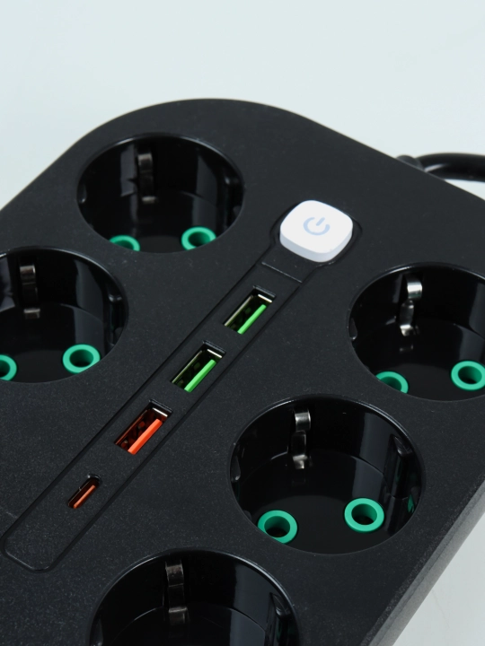 Электрический удлинитель, сетевой фильтр, 3 порта USB, 6 розеток, Type-C