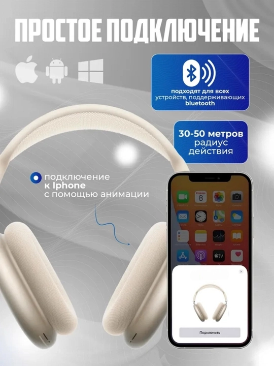 To‘liq o‘lchamli mikrofonli Pods Max, Bluetooth 5.1 va Pods Max simsiz quloqchinlari