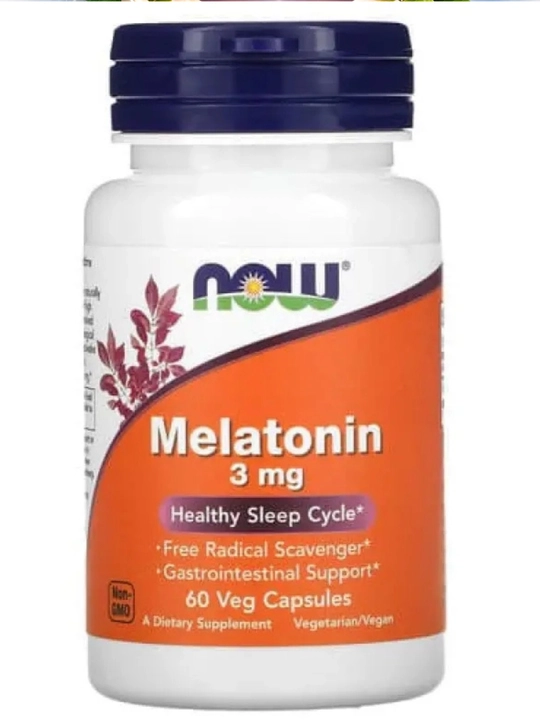 Мелатонин NOW FOODS Supplements, цикл здорового сна, 3 мг, 60,180 капсул, Халяль