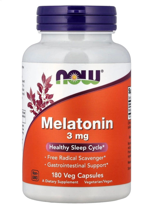 Мелатонин NOW FOODS Supplements, цикл здорового сна, 3 мг, 60,180 капсул, Халяль