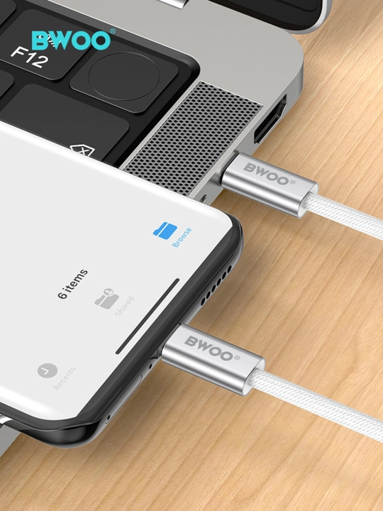 BWOO Type-C to Type-C kabel 65/240W, 1m, tezkor zaryadlash va ma’lumot uzatish