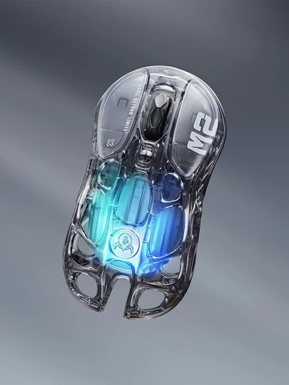 GravaStar Mercury M2 Transparent o‘yin sichqonchasi, 26 000 DPI, 79 g, 2.4G / Bluetooth / USB-C 8