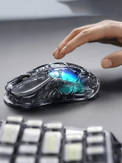 GravaStar Mercury M2 Transparent o‘yin sichqonchasi, 26 000 DPI, 79 g, 2.4G / Bluetooth / USB-C 13