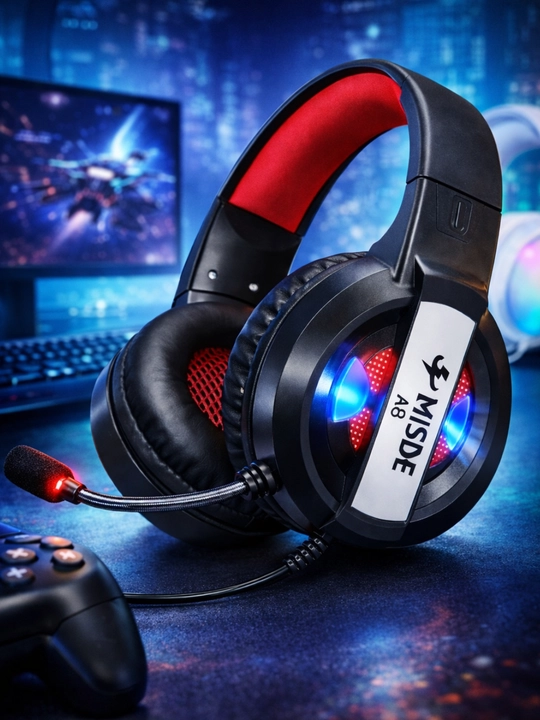 MISDE A8 o'yin quloqchin RGB yoritishli, mikrofonli, PC / PS / noutbuk uchun