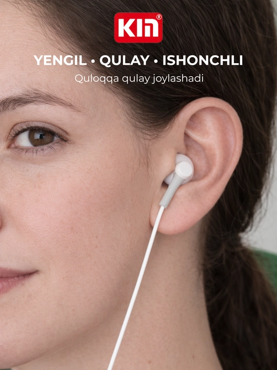 Quloqchin KIN K38 simli, mikrofonli, 3.5 mm, 1.3 m kabel