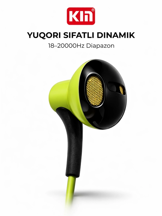 Quloqchin KIN K38 simli, mikrofonli, 3.5 mm, 1.3 m kabel