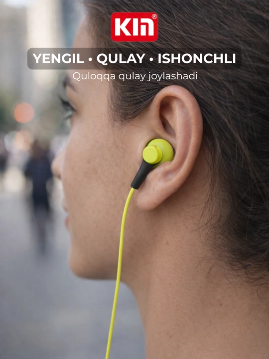 Quloqchin KIN K38 simli, mikrofonli, 3.5 mm, 1.3 m kabel