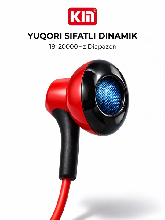 Quloqchin KIN K38 simli, mikrofonli, 3.5 mm, 1.3 m kabel