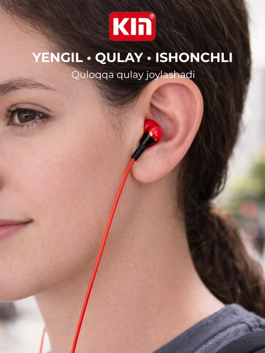 Quloqchin KIN K38 simli, mikrofonli, 3.5 mm, 1.3 m kabel