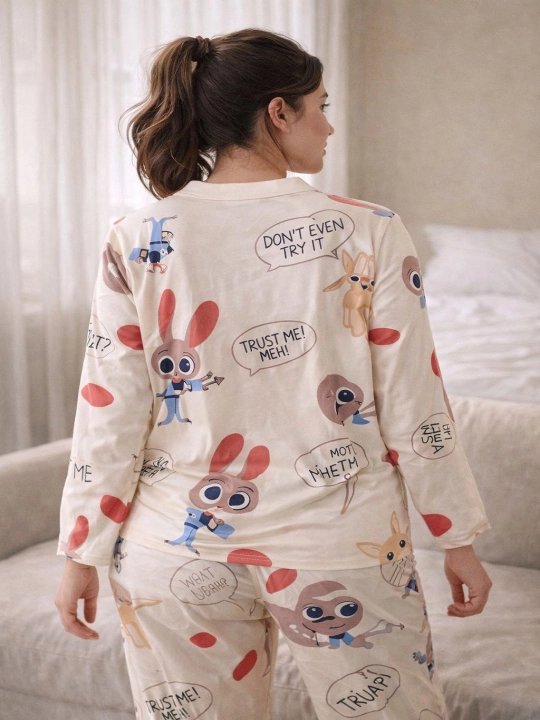 Ayollar uchun pijama to‘plami, yumshoq uy kiyimi, tugmali ko‘ylak va shim, S–XL