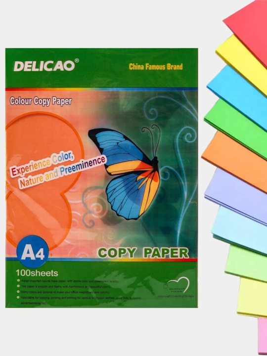 Delicao Rangli qog'oz A4, 10 ta rang, 100 ta varaq - 