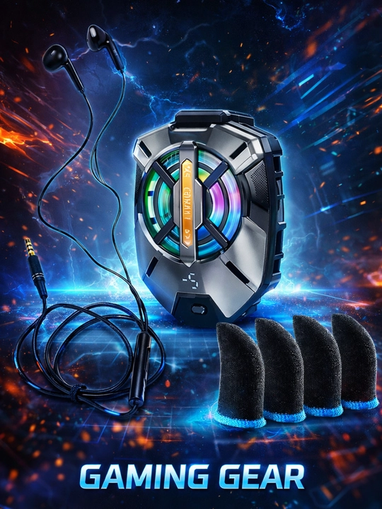 3 tasi 1 da Gaming to‘plam (quloqchin + telefon sovutgichi + sensor qo‘lqop)