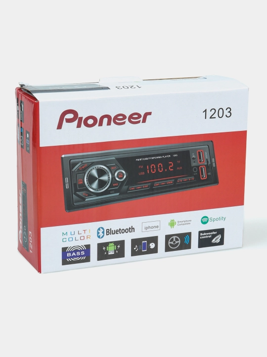 Магнитофон Pioneer 1203, Bluetooth, USB, FM, с пультом дистанционного управления