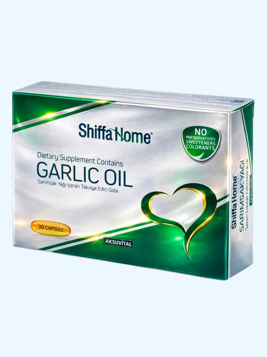Shiffa Home Sarimsoq yog‘i (Garlic Oil), biologik faol qo‘shimcha, 30 kapsula, 39 g
