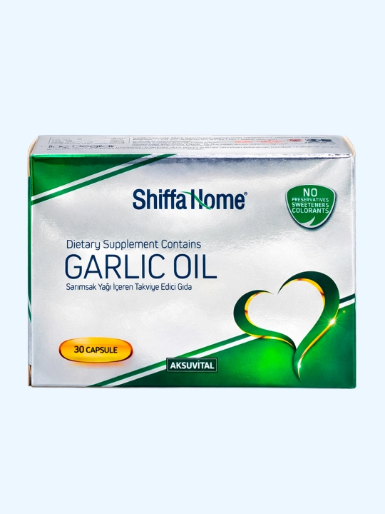 Shiffa Home Sarimsoq yog‘i (Garlic Oil), biologik faol qo‘shimcha, 30 kapsula, 39 g