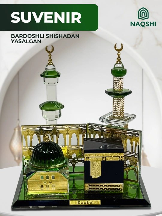 Suvenir “Ka’ba va Abraj al-Bayt soat minorasi” – dekorativ miniatyura soat bilan - 