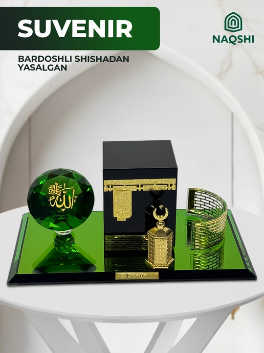 Suvenir “Ka’ba va Abraj al-Bayt soat minorasi” – dekorativ miniatyura soat bilan - 