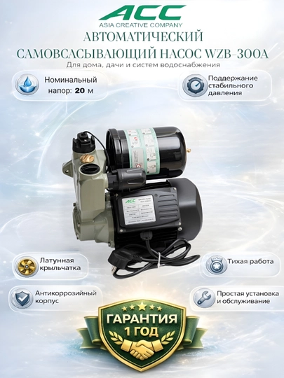 ACC WZB300A SMART автоматический самовсасывающий вода насос, сухая защита