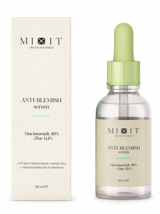MIXIT Сыворотка для лица себорегулирующая, ниацинамид и цинком, для проблемной кожи, 30 мл