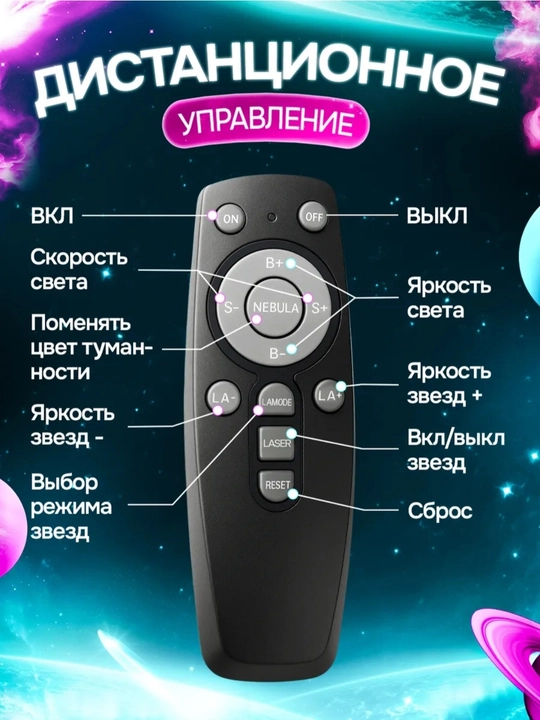 Bolalar va kattalar uchun tungi chiroq proyektor "Yulduzli osmon Kosmonavt", kosmik