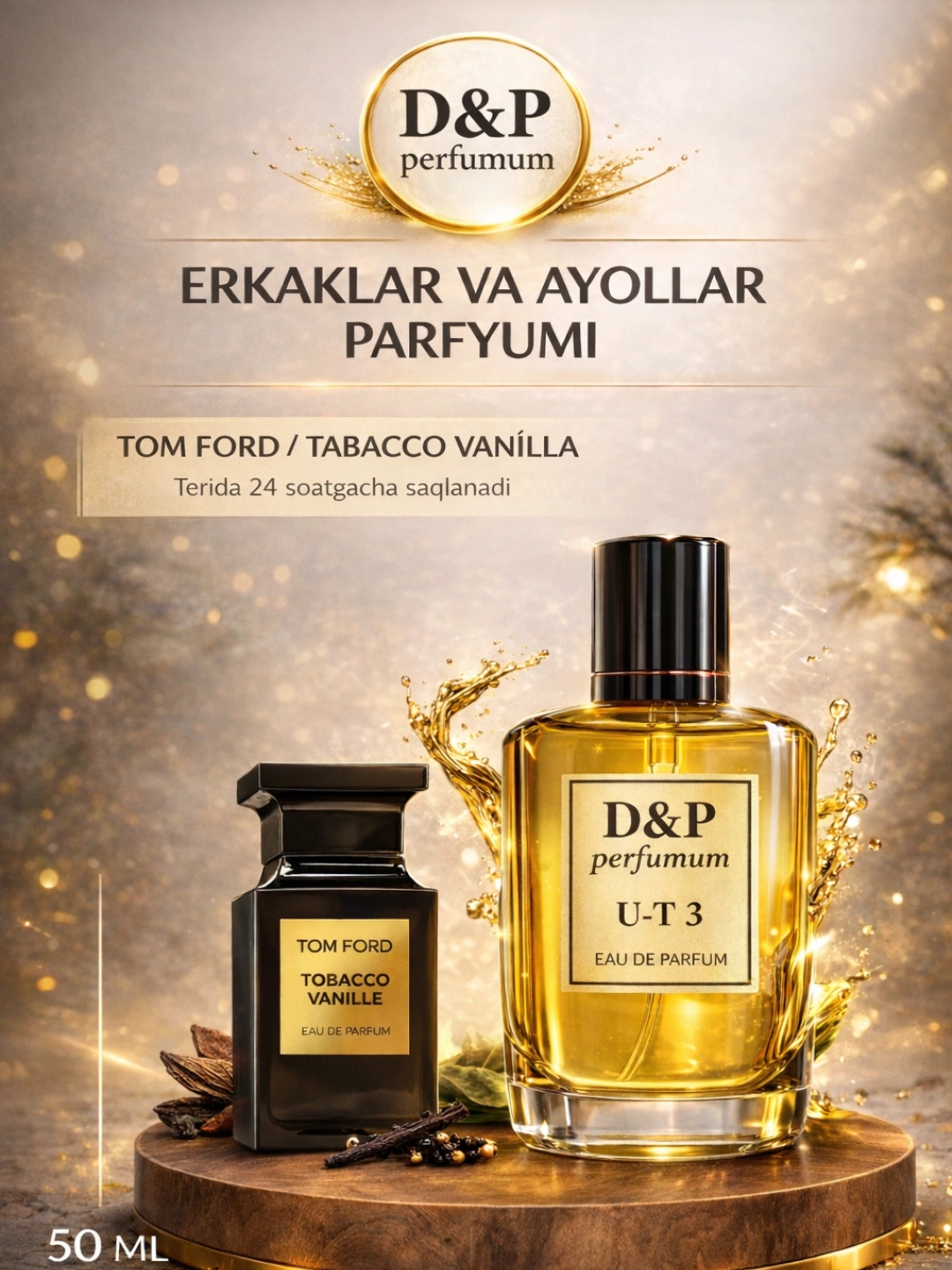 Унисекс парфюм DP Perfumum U-T 3 TOM FORD / TOBACCO VANILLE 50 мл, 100 мл  за 399000 сум со скидкой 25%. Uzum Market