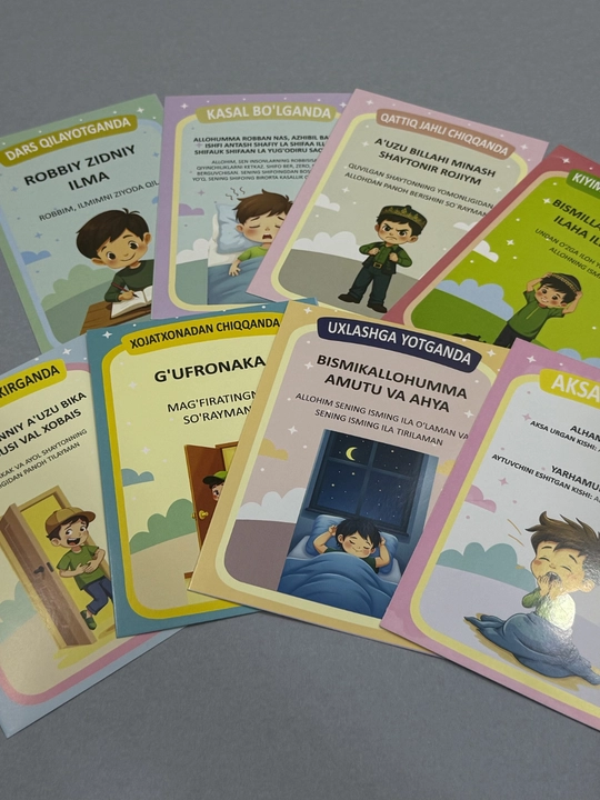 Ilk duolarim va hadislarim - bolalar uchun kartochkalar