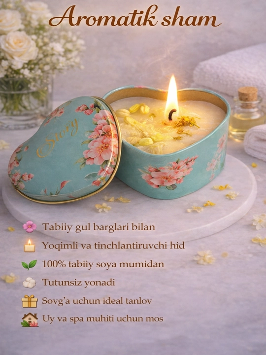 Aromatik yurakcha sham nafis dizayn, soya mumli 12% efir moyi - 
