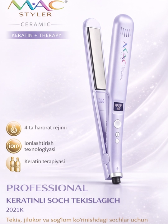 MAC Styler MC-2021K Professional soch tekislagich, keramika, LED displey, 480°F - 