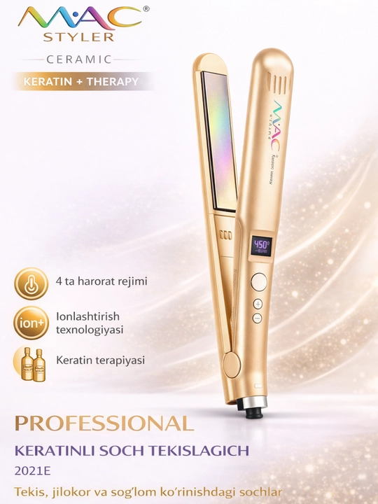 MAC Styler MC-2021E keramik soch tekislagich, Keratin Therapy - 