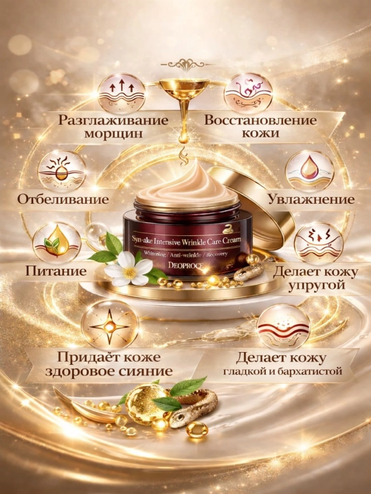 Крем для лица,с пептидом змеиного яда Deoproce Syn-ake Intensive Wrinkle Care Cream, 100 гр