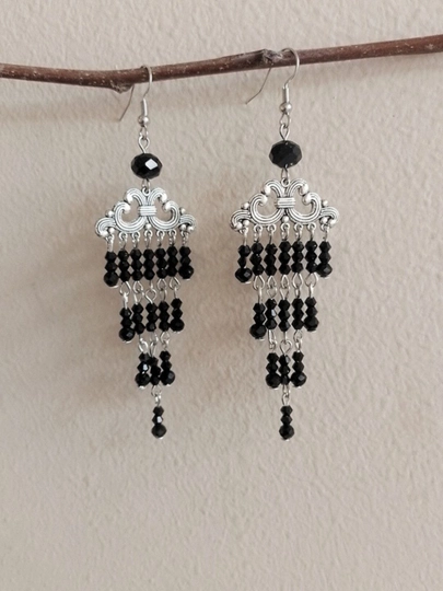 Национальные серьги женские, Handmade, элегантная модель — HANDSY-ZIRAK-СЕРЕБРН