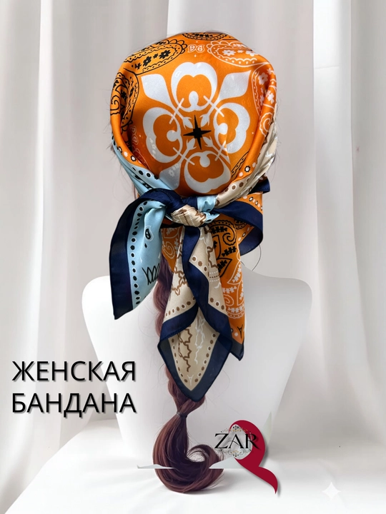 Ayollar bandanasi, ro‘mol yumshoq, yoqimli atlasdan tayyorlangan, Xitoy, o‘lchami 67x67 sm