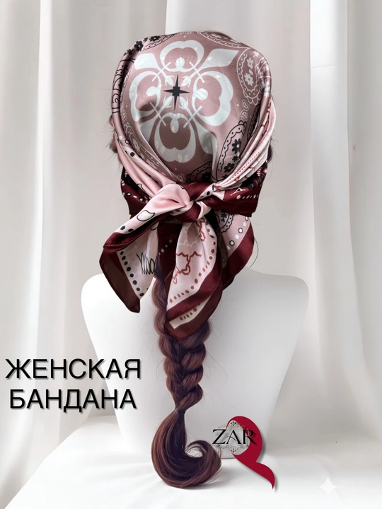 Ayollar bandanasi, ro‘mol yumshoq, yoqimli atlasdan tayyorlangan, Xitoy, o‘lchami 67x67 sm